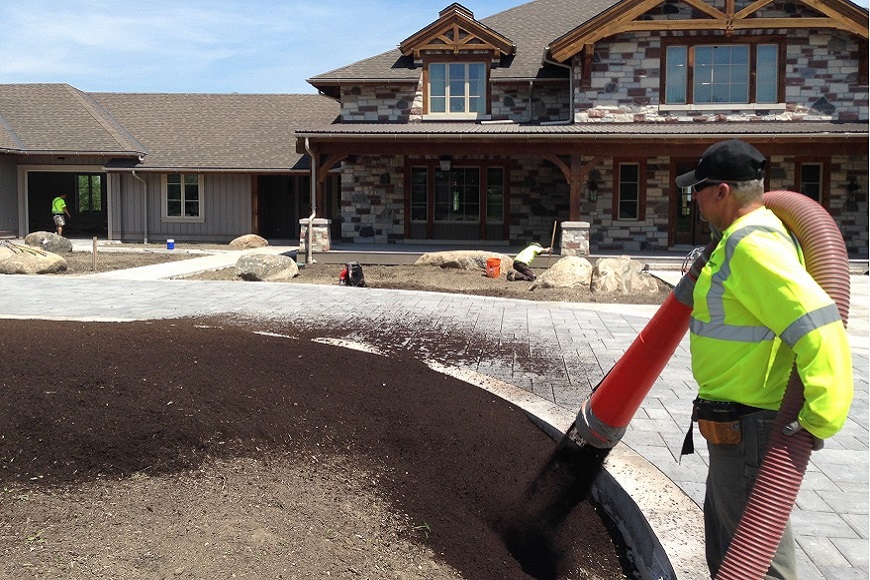 Blower Truck Soil Application at Commercial Property in Niagara